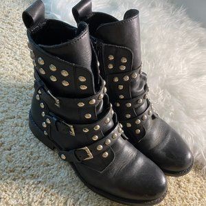 Steve Madden Black Leather Combat Boots